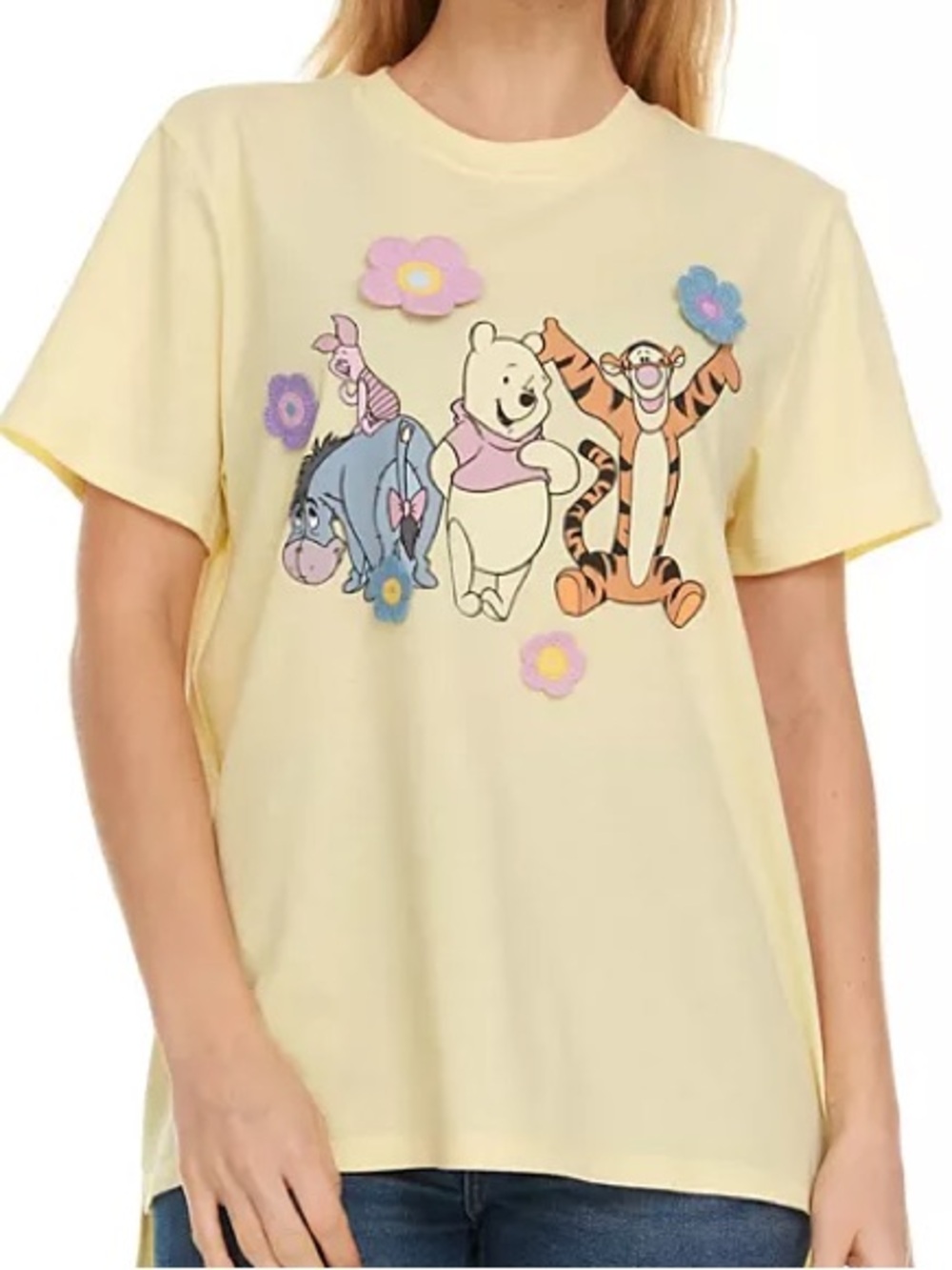 Disney Women's Crochet yellow Winnie the Pooh & Friends T-Shirt XXL NWT piglet